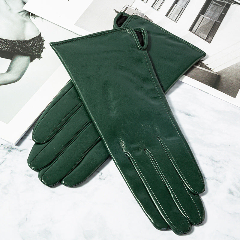 Touch Screen Leather Gloves with Plush Lining