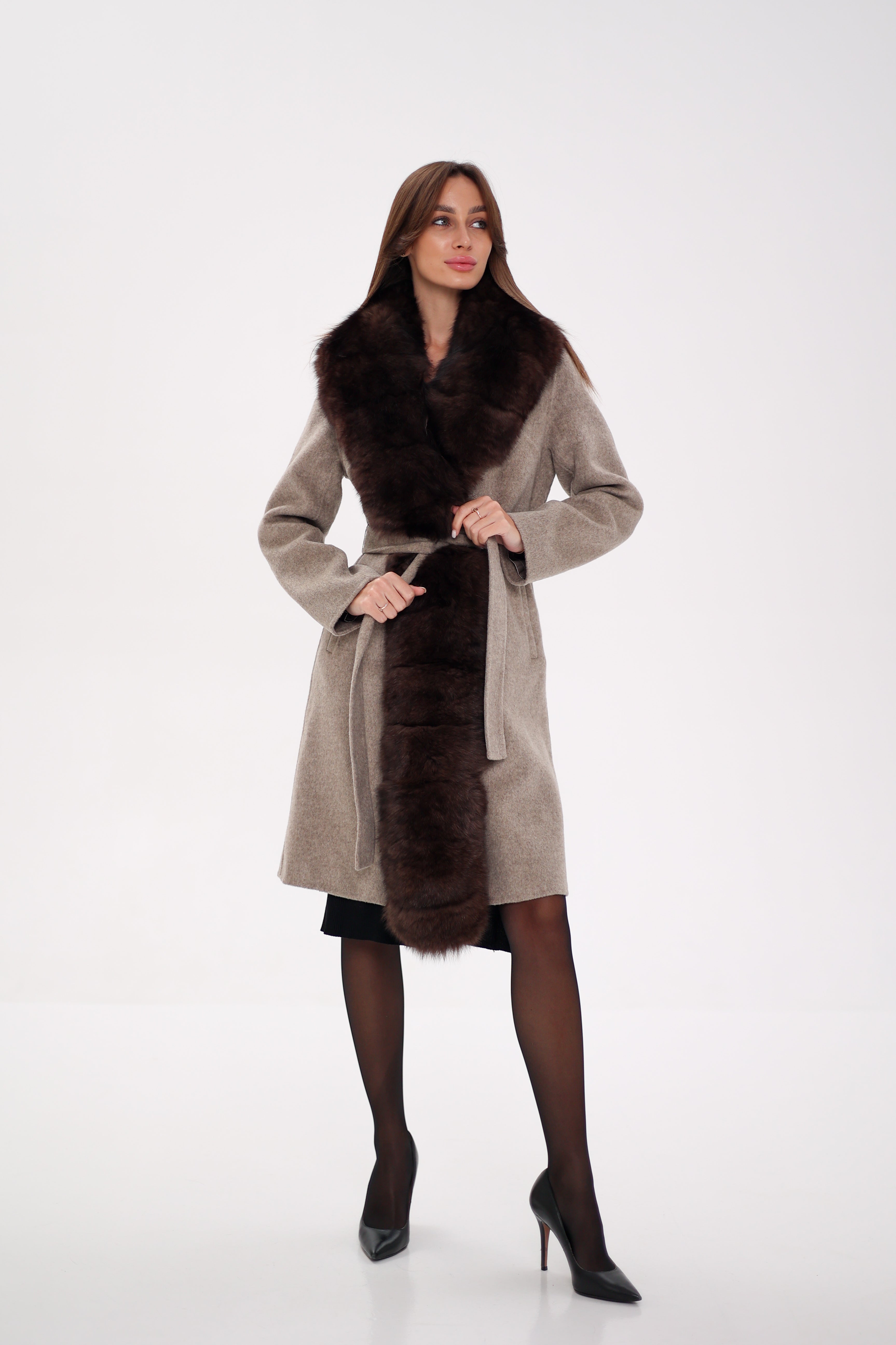 Genuine Polar Fox Fur Virgin Wool Coat Alaska® Outerwear Company