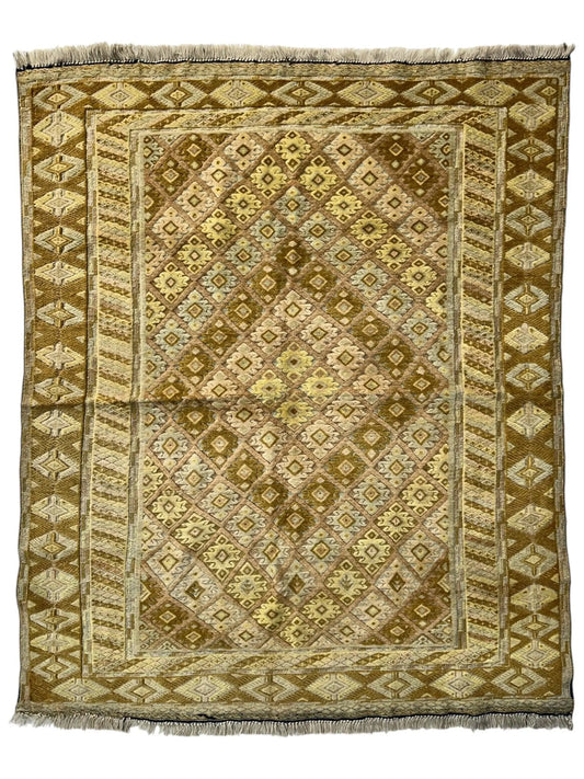Hand-Knotted Afghani Nakhunak Wool Rug - 4' x 4'11" Rugistan