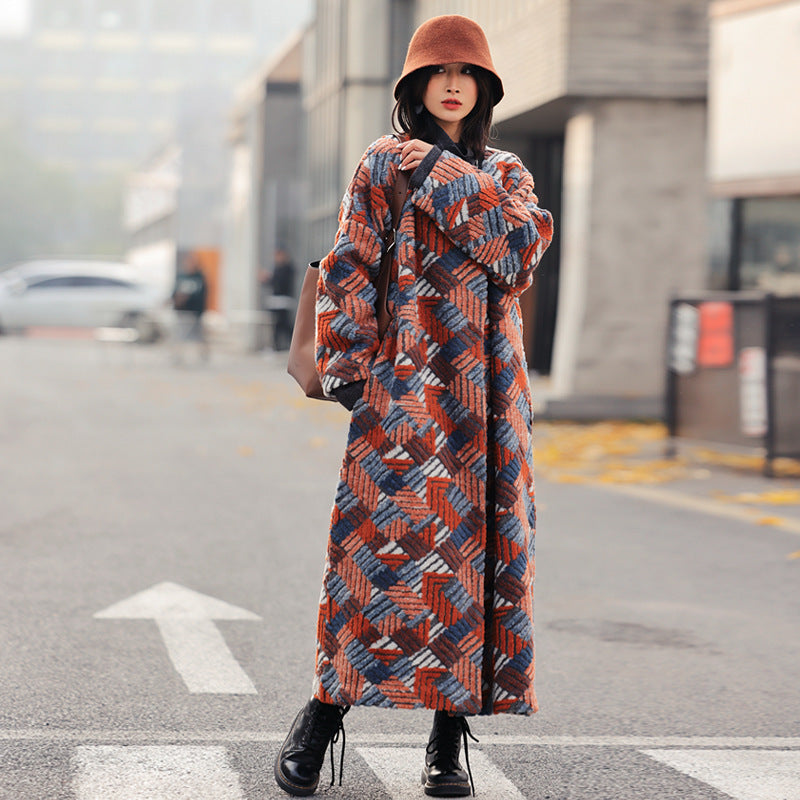 Women's Jacquard Wool Coat