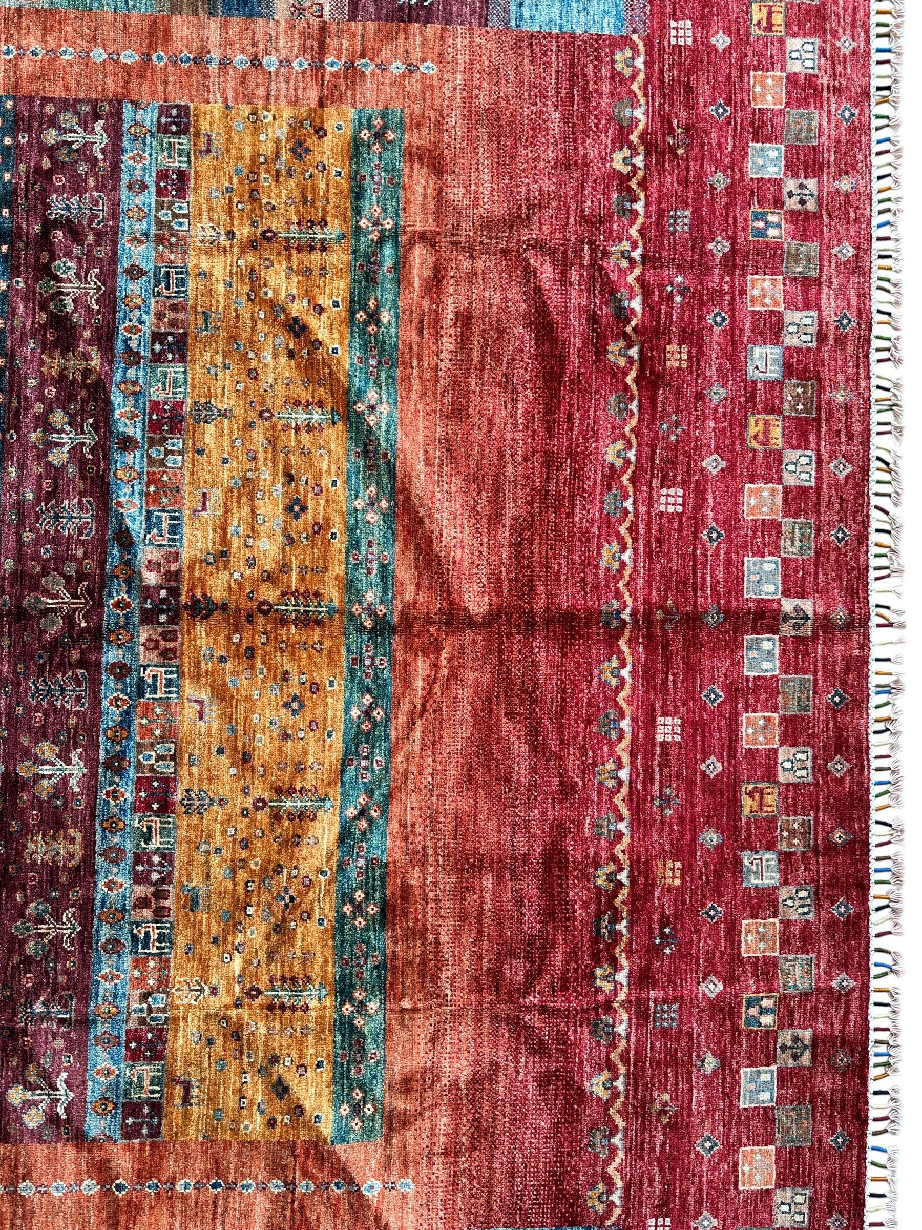 Afghani Khorjin Wool Rug – 7' x 9'10" – Vibrant Geometric & Tribal Patterns Rugistan