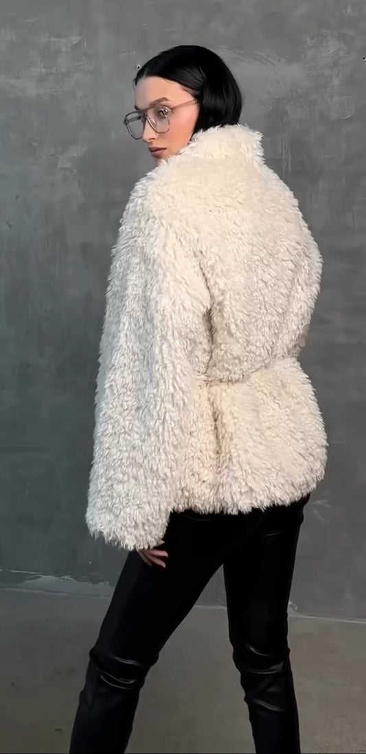 Faux Fur Coat with Leather Belt Alaska® Outerwear Company