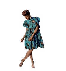 ONDO Blue Peacock Dress | Elegant Cotton Comfort