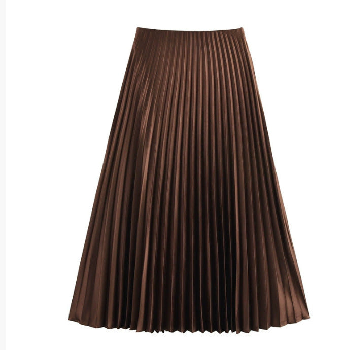 Brown pleated skirt on a white background