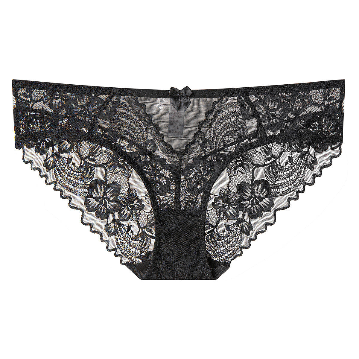 Black lace underwear on a white background