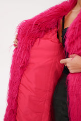 Faux Ostrich Effect Fur Coat