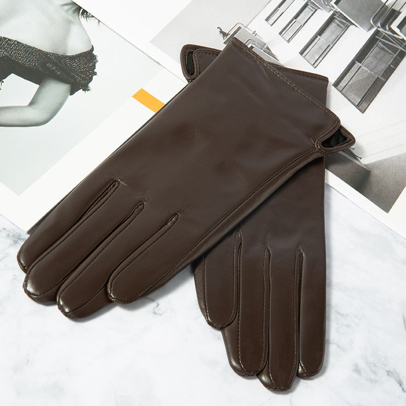 Touch Screen Leather Gloves with Plush Lining