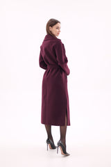 Cambridge Comfort Wraparound Wool Cashmere Coat in Royal Burgundy