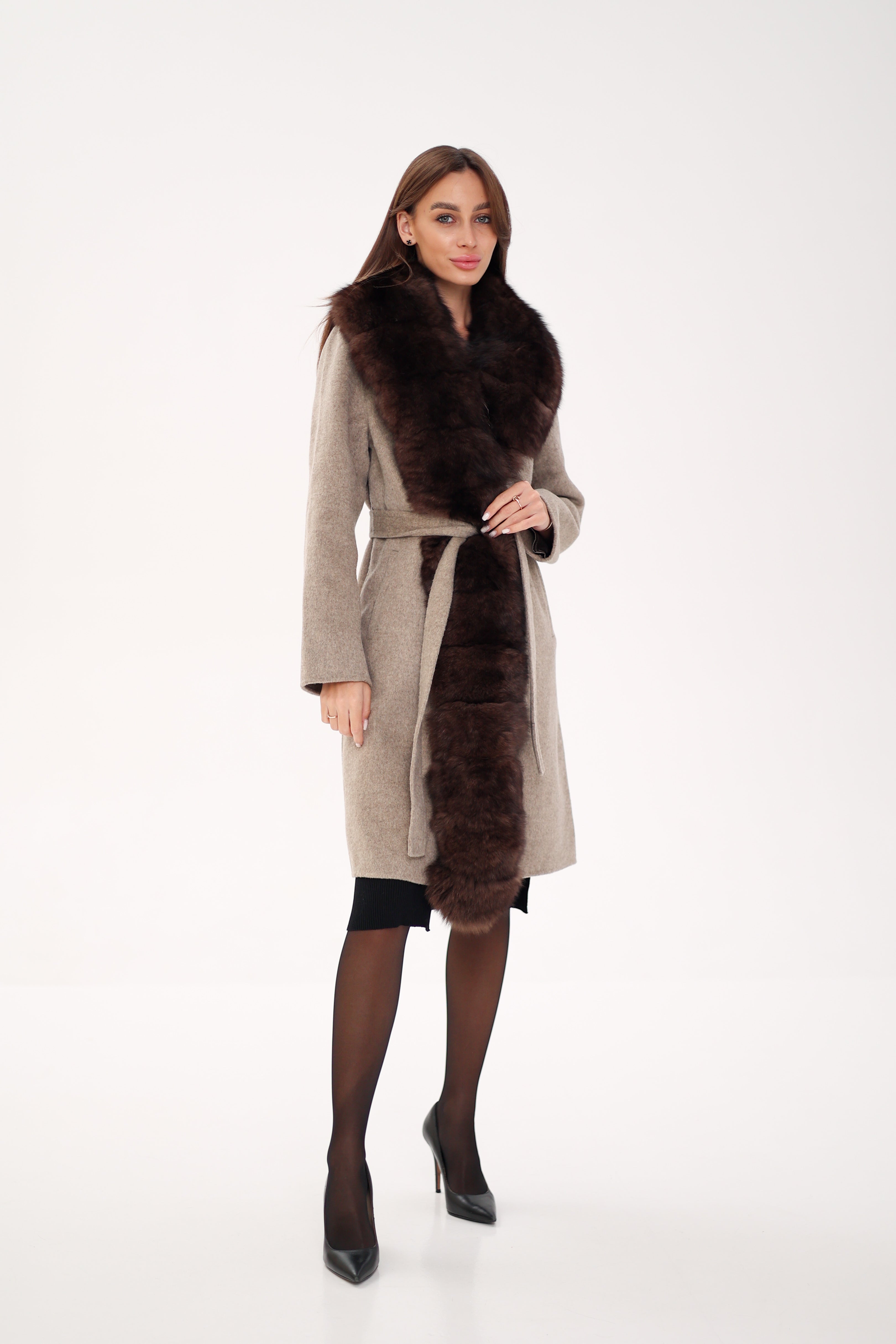 Genuine Polar Fox Fur Virgin Wool Coat Alaska® Outerwear Company