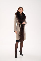Genuine Polar Fox Fur Virgin Wool Coat Alaska® Outerwear Company