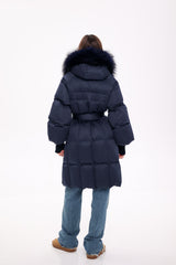 Genuine Fox Fur Trim Down Coat in Royal Blue Alaska® Outerwear Company