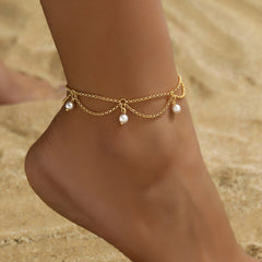 Hexagonal Star With Pearl Anklet