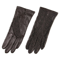 Gants en cuir avec dessus en dentelle