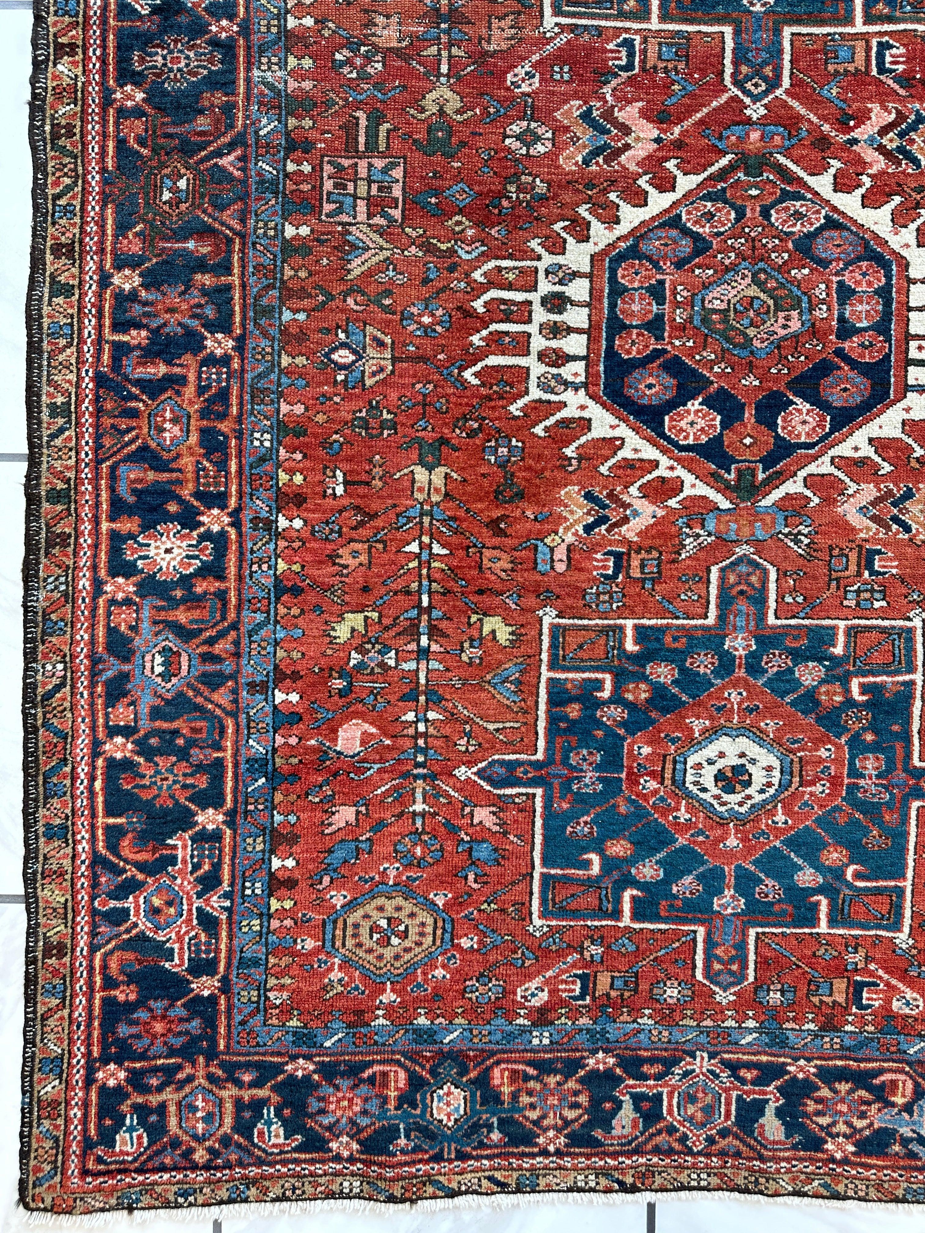 KARAJA Persian Antique Heriz Rug  4'9" x 6' Rugistan