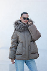 Genuine Fur Trim Down Fill Coat