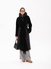 Kennedy Fringe Luxe Down Wool Blend Coat in Black Alaska® Outerwear Company