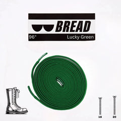 Green shoelace with 'BREAD' branding on a white background