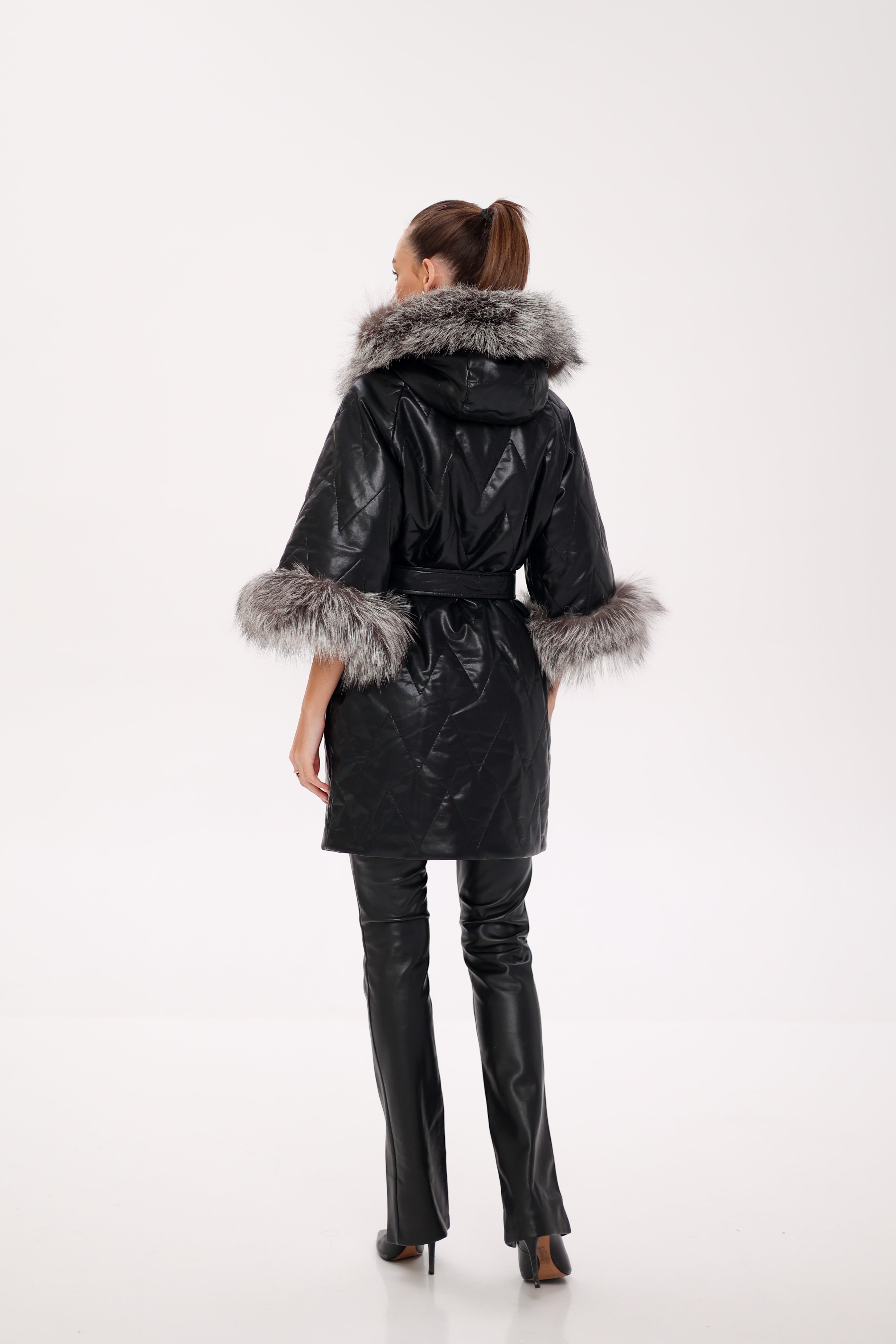 Genuine Silver Fox Eco-Leather Coat with Sleeve Extenders Alaska® Outerwear Company