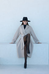 Classic Brushed Cashmere Wool Blend Overcoat in Beige