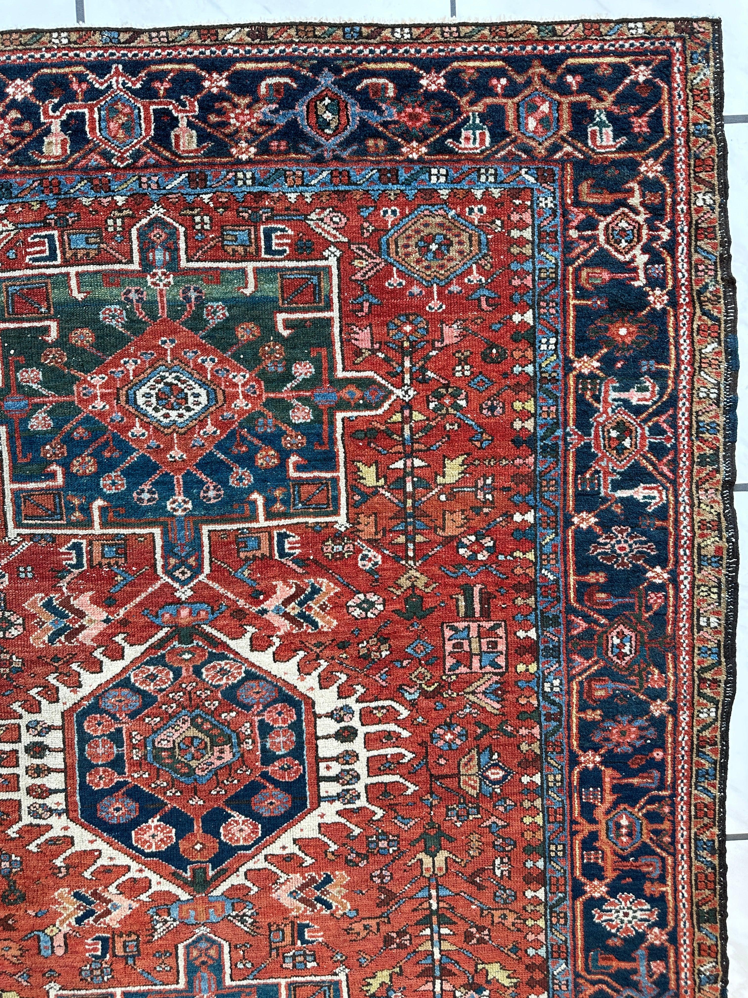 KARAJA Persian Antique Heriz Rug  4'9" x 6' Rugistan