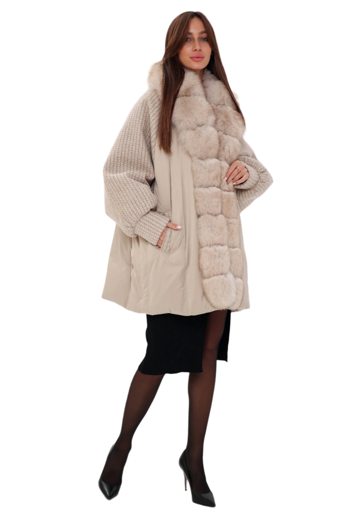 Genuine Polar Fox Boucle Down Coat Alaska® Outerwear Company