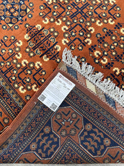 Hand-Knotted Afghani Bukharayi Rug | 6'7" x 10' Wool Area Carpet – Traditional Geometric Design Rugistan