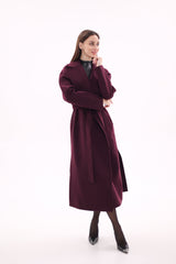 Cambridge Comfort Wraparound Wool Cashmere Coat in Royal Burgundy