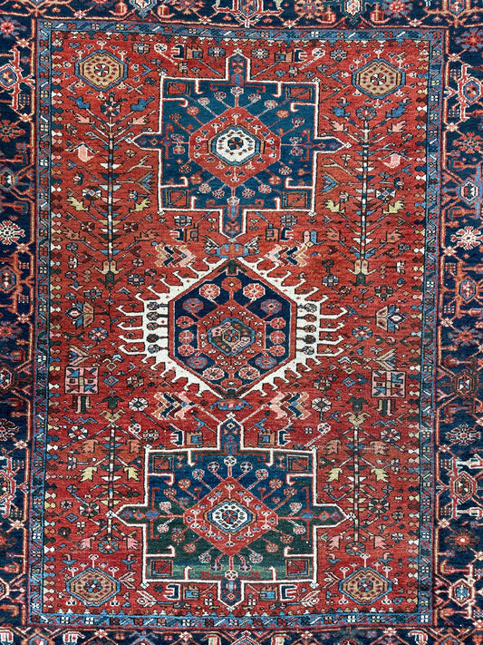 KARAJA Persian Antique Heriz Rug  4'9" x 6' Rugistan