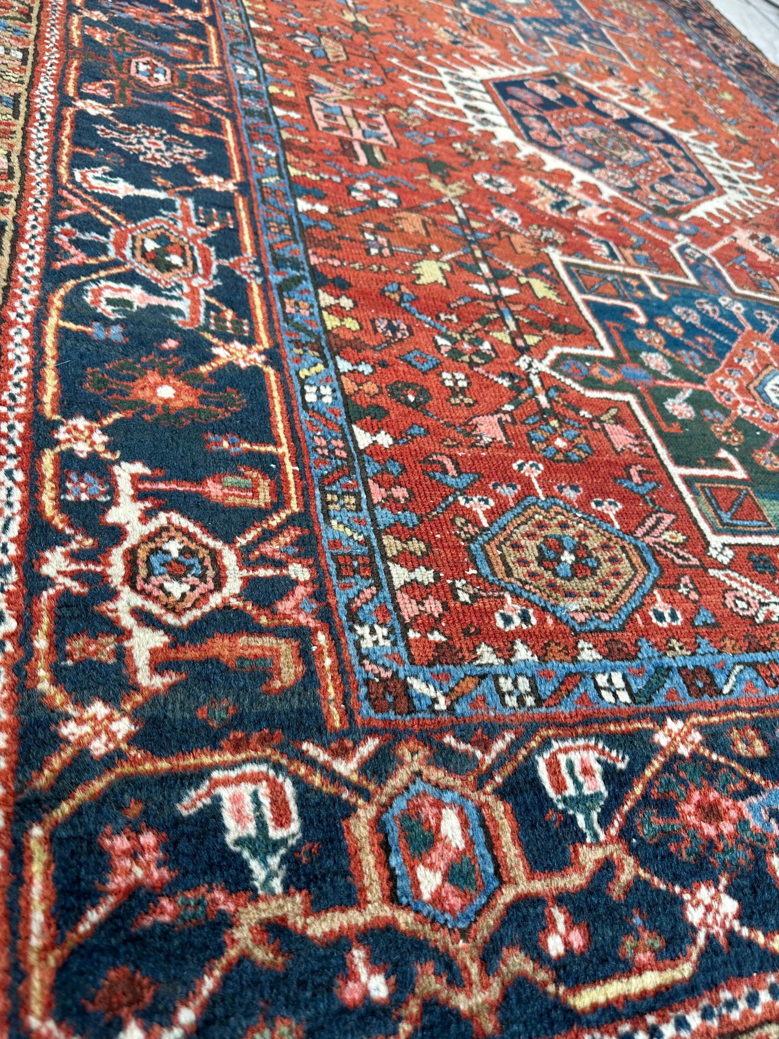 KARAJA Persian Antique Heriz Rug  4'9" x 6' Rugistan