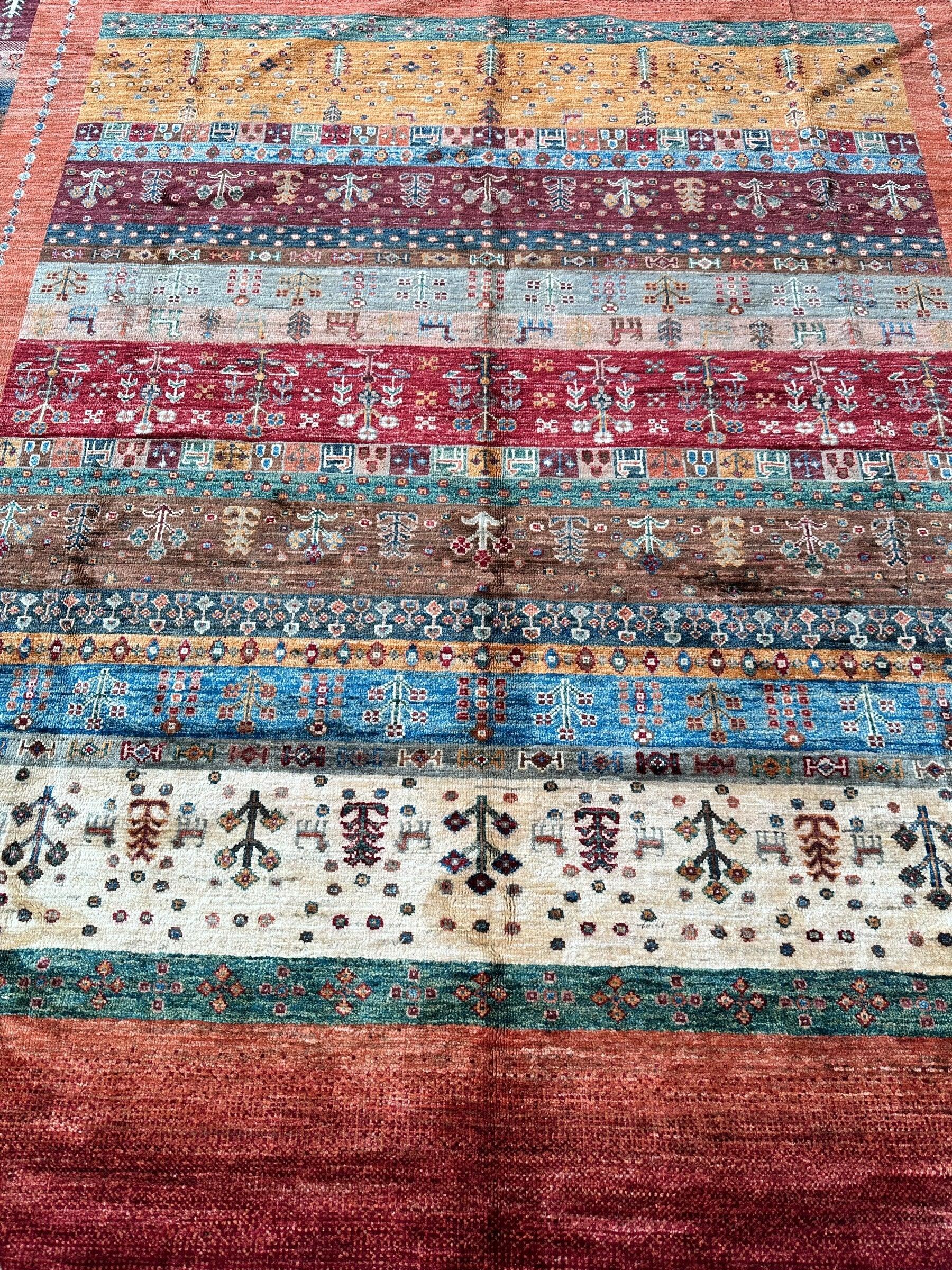 Afghani Khorjin Wool Rug – 7' x 9'10" – Vibrant Geometric & Tribal Patterns Rugistan