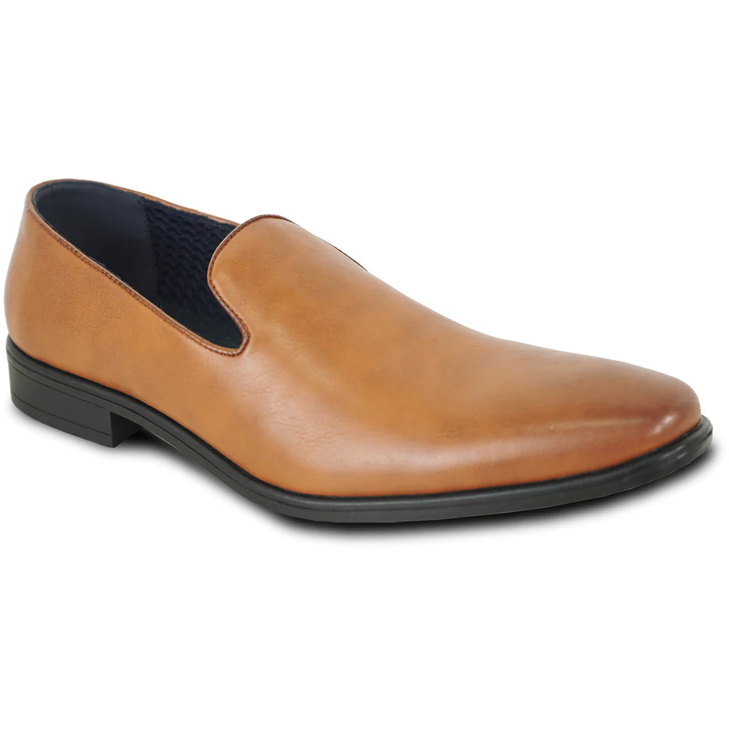 Brown leather slip-on shoe on a white background