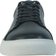 Black sneaker with a white sole on a white background