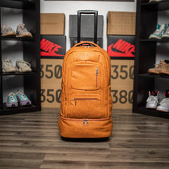 Brown Leather Roller Bag Set Sole Premise