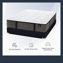 Mattress with text highlighting features on a white background