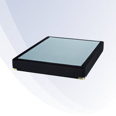 Black jewelry box with a clear lid on a white background