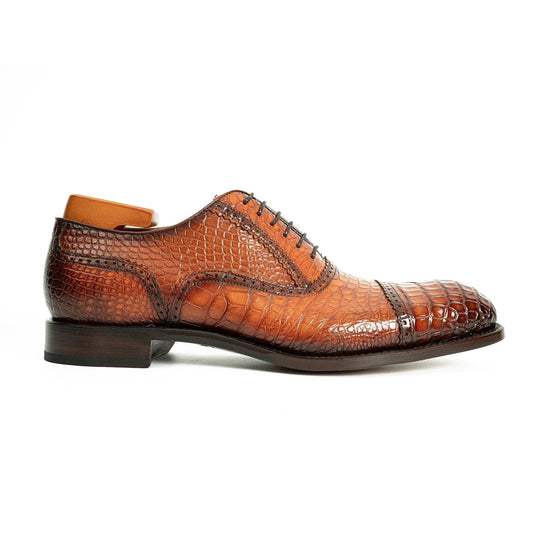 Alligator Skin Oxford Shoes Brown