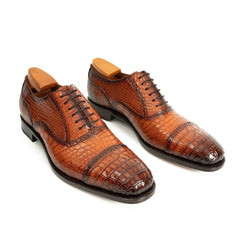 Alligator Skin Oxford Shoes Brown