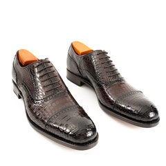 Alligator Skin Oxford Shoes Coffee