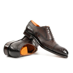 Alligator Skin Oxford Shoes Coffee