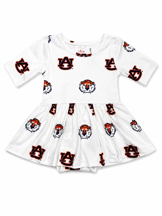 White dress with Auburn University logo on a white background