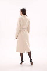 Denise Cashmere Blend Overcoat in Nude