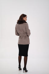 Genuine Polar Fox Fur Virgin Wool Coat in Dark Beige Alaska® Outerwear Company