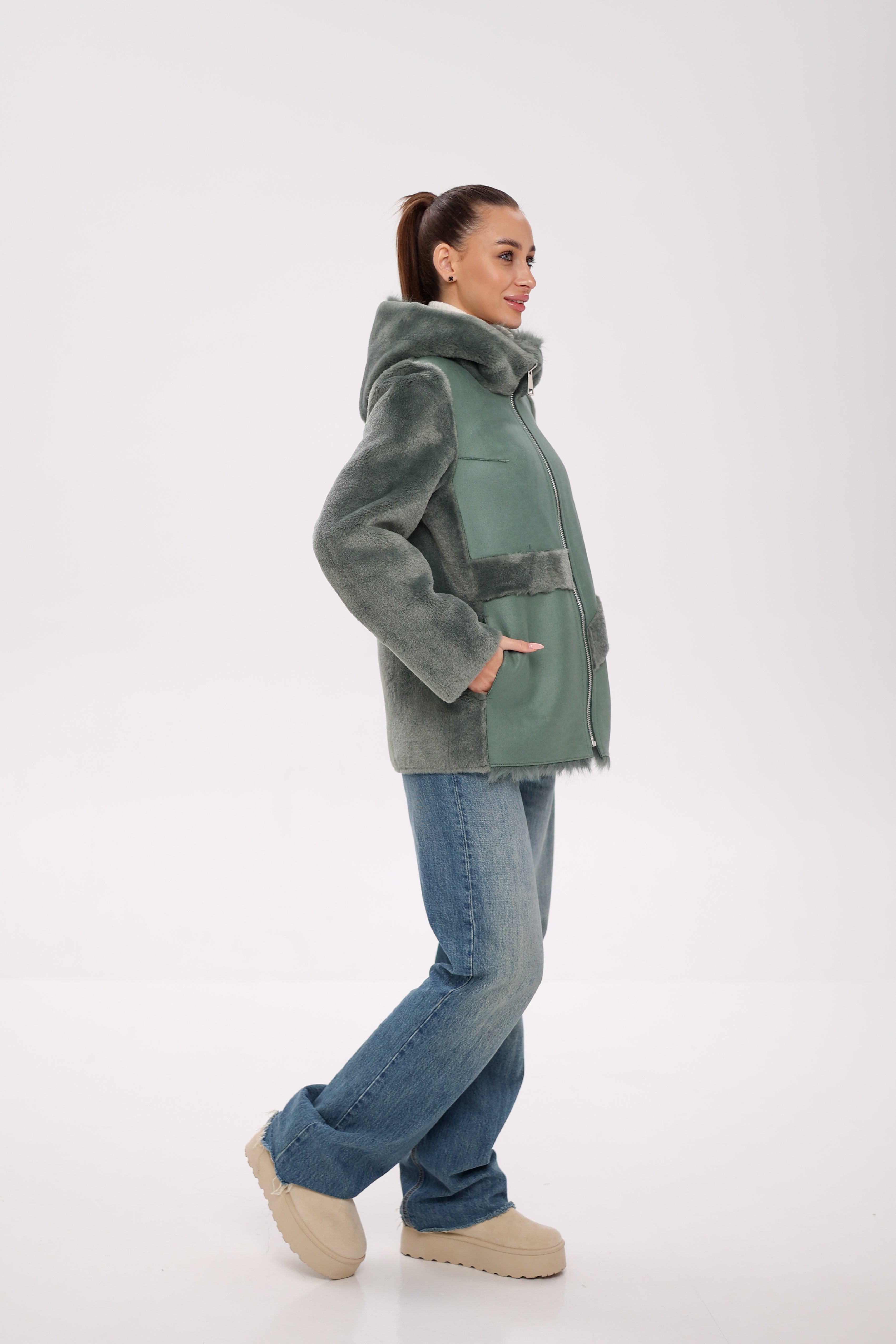 ⇆ Reversible Hooded Wool Blend Jacket Alaska® Outerwear Company