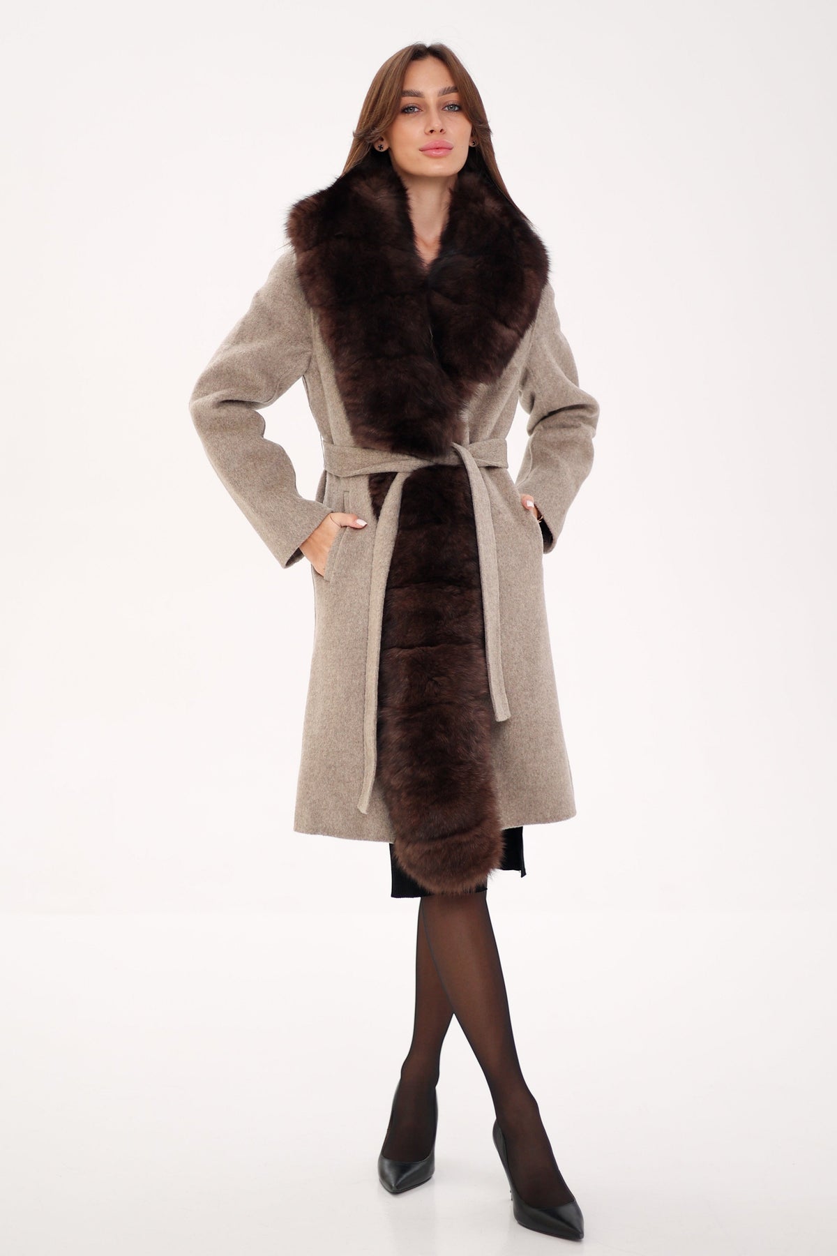 Genuine Polar Fox Fur Virgin Wool Coat Alaska® Outerwear Company