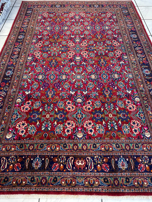 Persian Mashhad I Fine Allover Rug Wool 7 x 10 Rugistan