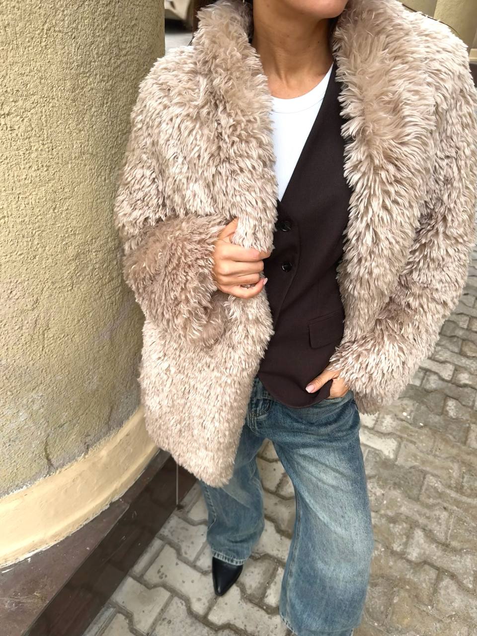 Faux Fur Coat with Leather Belt Alaska® Outerwear Company