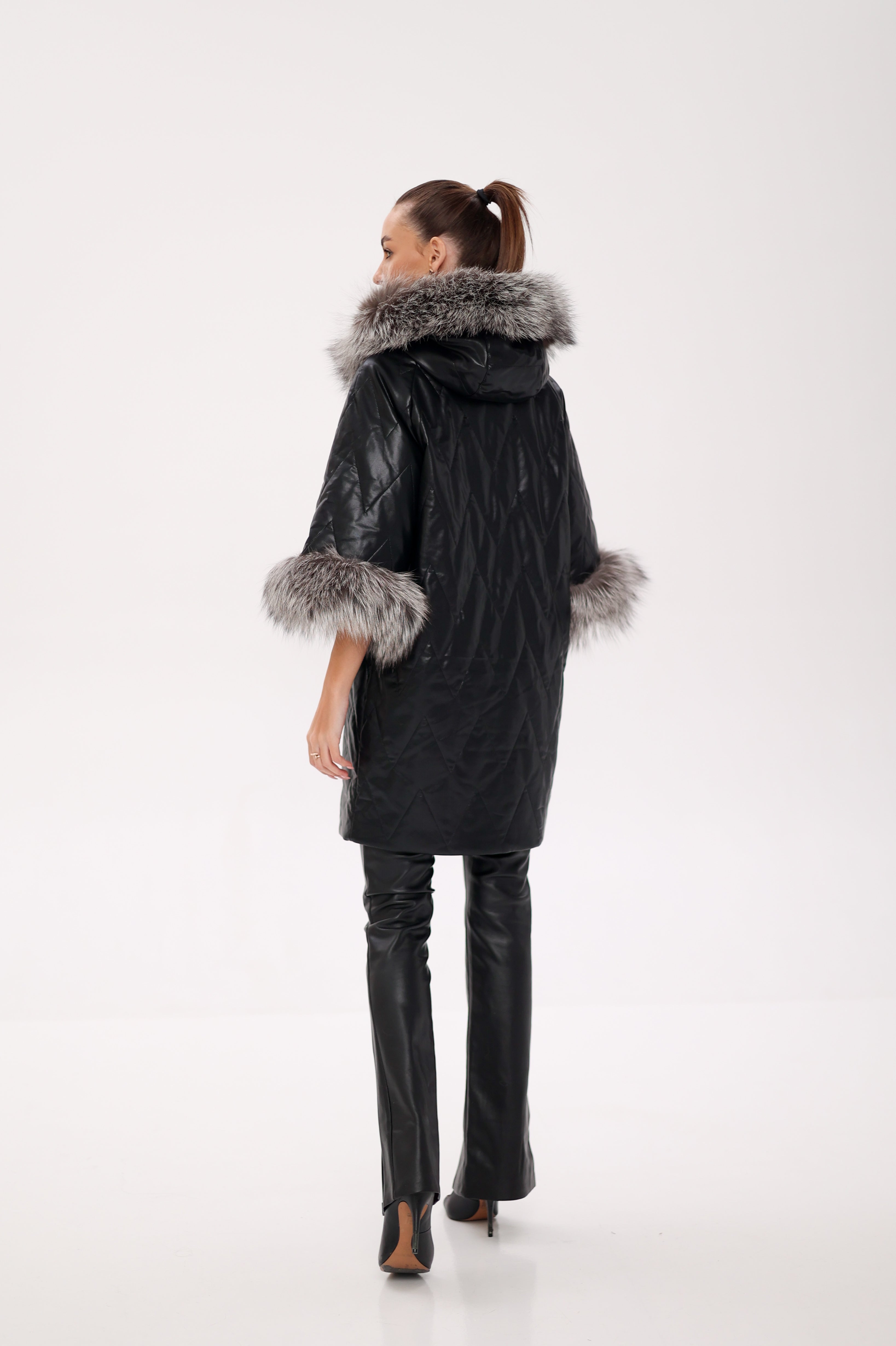 Genuine Silver Fox Eco-Leather Coat with Sleeve Extenders Alaska® Outerwear Company
