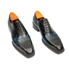 BLUE Crocodile Oxford Shoes Goodyear Norwegian 8015