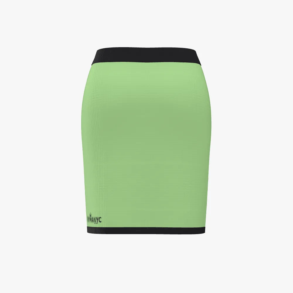 Green skirt with black band on a white background
