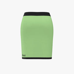 Green skirt with black band on a white background